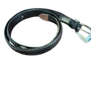 Vintage Brighton Onyx Braided Leather Belt 42 Horse Golfer Buckle